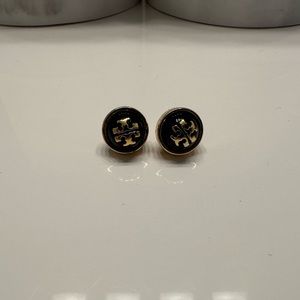 Tory Burch Navy and Gold Stud Earrings.